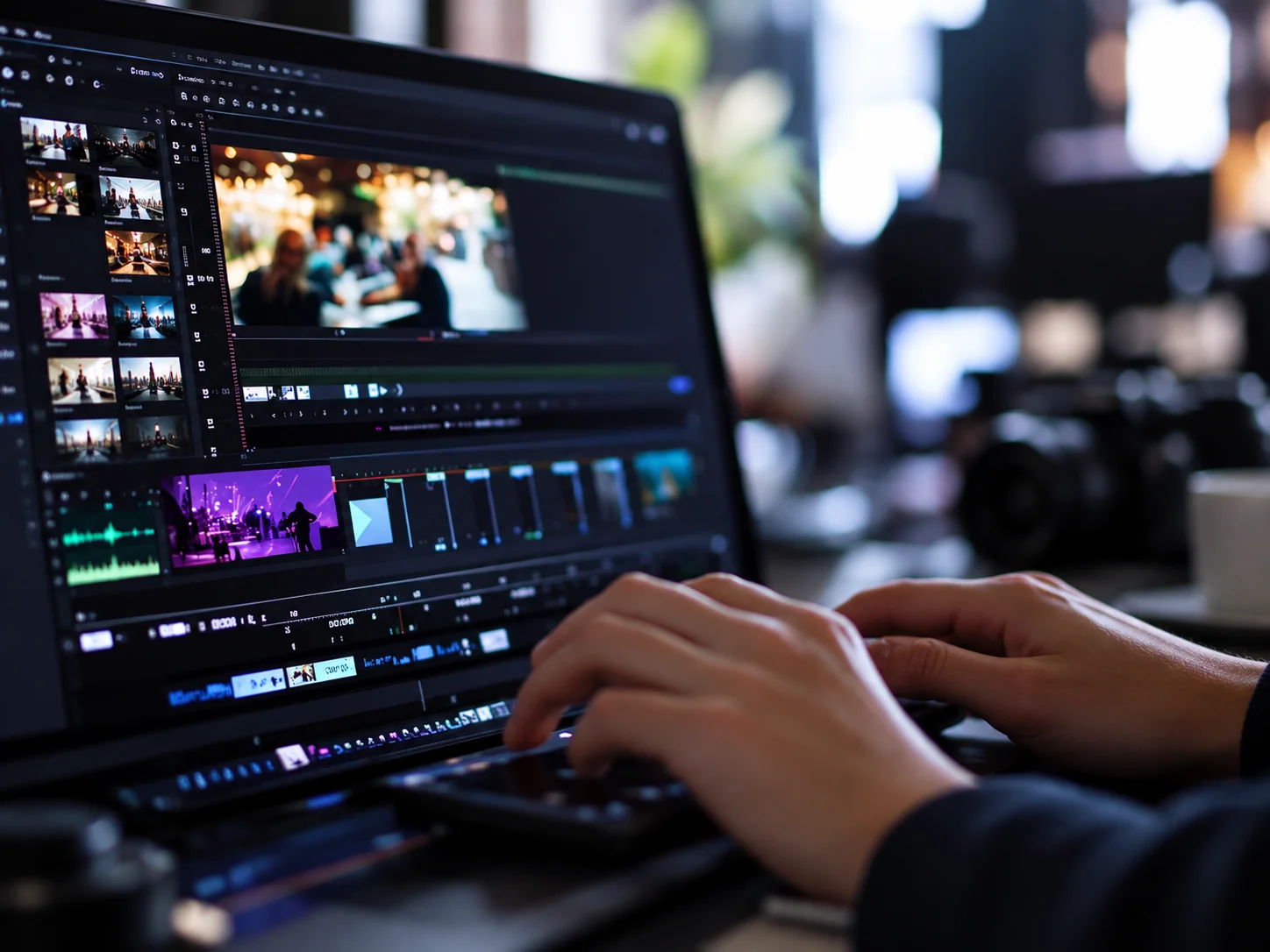 Edición de video y animación en una estación de postproducción
